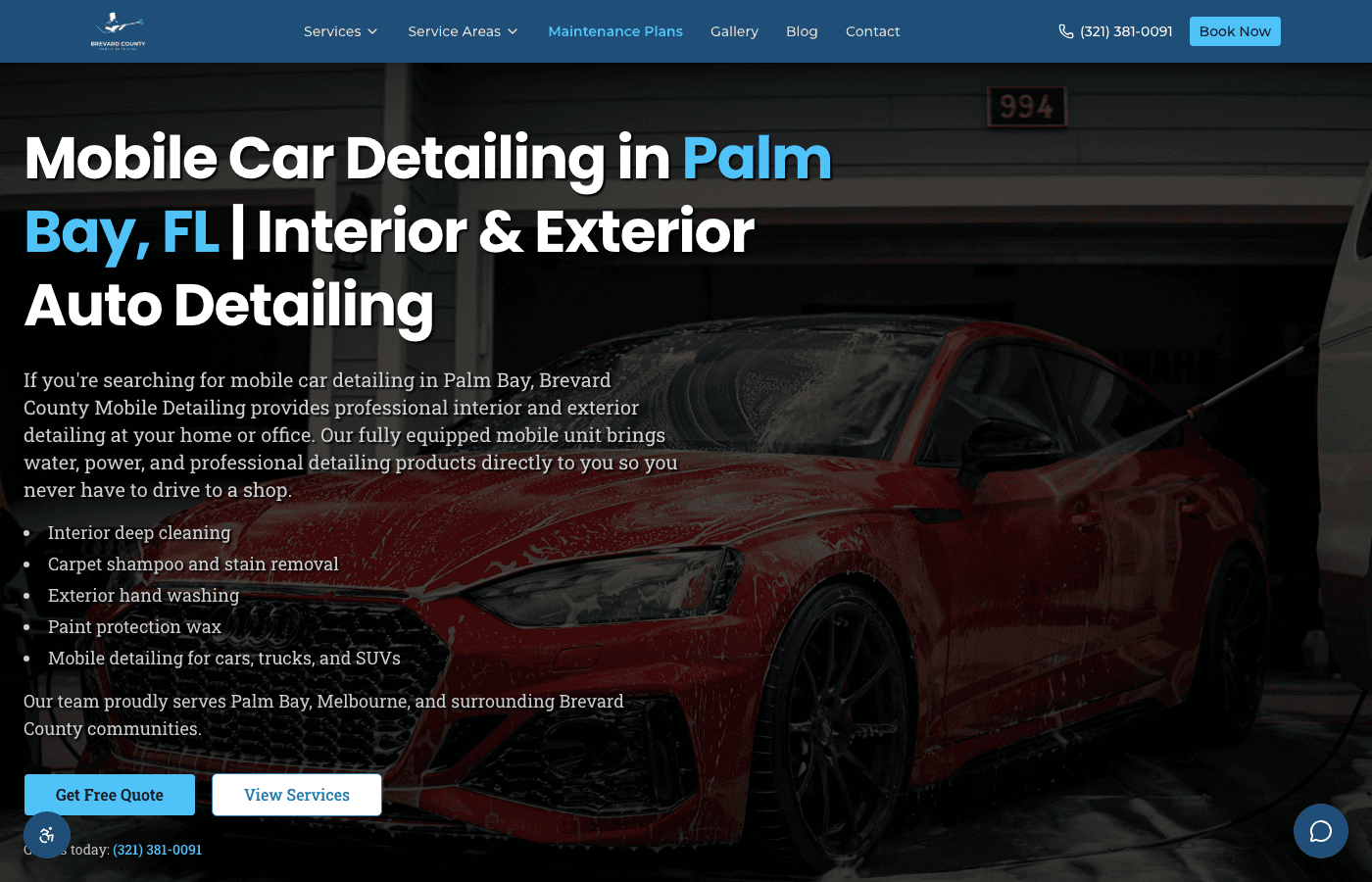 Brevard County Mobile Detailing website screenshot